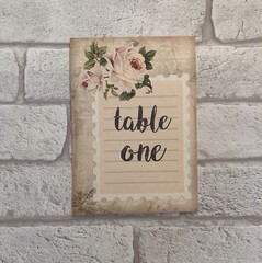 ~VINTAGE STYLE WEDDING TABLE NUMBER CARDS ~ ROSE SHABBY CHIC STAMP POSTCARD
