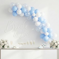 Blue Bow Balloons, 12 Inch Pastel Light Blue 12 inch 35pcs Blue White