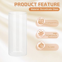 2 pieces transparent tubular glass candle holder (H:15cm D:6.6cm) for decor