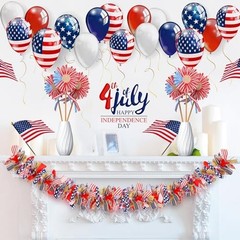 3 Pcs 4th of July Patriotic Flowers Artificial Independence Day Red White Blue