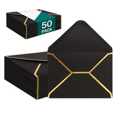 (50 Pack 5×7 Inch) Black Envelopes for Invitations with Gold inches