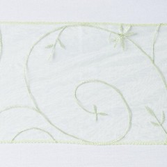 10 Apple Green Embroidered Organza CHAIR SASHES Ties Bows Wedding Party SALE