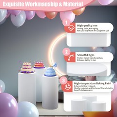 3 Piece Round Cylinder Pedestal Stands For Party Wedding Party Display Decor