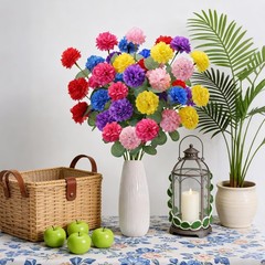 Artificial Spring Flowers with Green Eucalyptus Leaves 12 Pack Colorful Flora…
