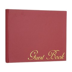 Elegant Guestbook, 9″x7″ PU Leather Wedding Guest Book, Burgundy