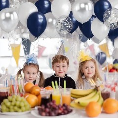 Navy Blue Silver Balloons Kit,50pcs 12inch Royal 12inch, White Sliver