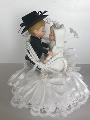 Cowboy Western Lassoed in Love, White Cake Topper