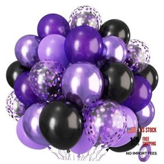 Balloons, 12 Inch Dark Purple Light Balloons with Metallic Purple Purple Black