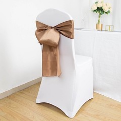 10 TAUPE Satin CHAIR SASHES Ties Bows Wedding Ceremony Reception Decorations