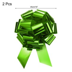 2pcs 18 Inch Extra Giant Large Pull Bow Christmas Metallic Ribbon Lawn Green