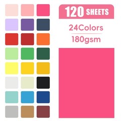 120 Sheets Colored CardStock, 180gsm/65lb 24 120 Sheets-24 Colors, Multicolor