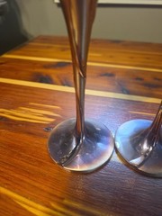 Rose Gold Wedding Toasting Flutes Set of 2 Rhinestone Heart Champagne Glasses