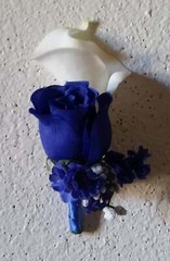 Royal Blue White Rose Calla Lily Bridal Wedding Bouquet Accessories