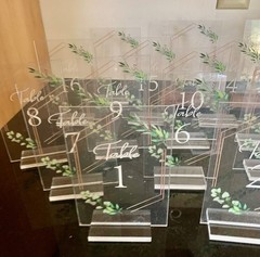 Table Numbers 1-20 Acrylic Wedding & Party Set / Stands Hand Painted