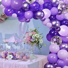 100pcs Garland Arch Kit Assorted 5” 10″ 12” Dark Pastel Purple Shades Balloons