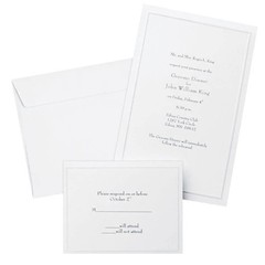 Elegant Pearl White Wedding Invitation Kit – 50-Count, DIY Border Design, RSVP I