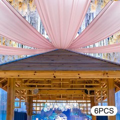 Deep Rose Chiffon Ceiling Drapes 6 Panels 15ft × 5ft Rod Pocket Wedding Decor