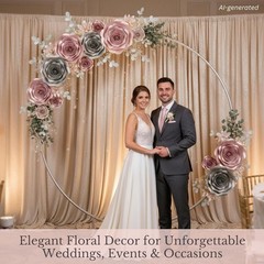 3D Paper Flower Wall Decor Set – Rose Gold Pink, Gray, Ivory