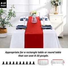 Pcs Satin Table Runner x 108 inches Long, Bright Smooth Satin Wedding 12 Red