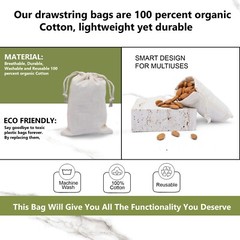 Cotton Double Drawstring Muslin Bags 4″x6″(Natural Color)- SET OF 25