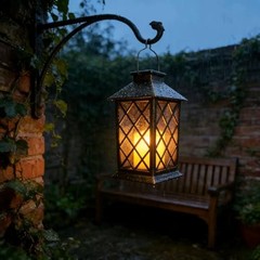 Solar Lanterns Outdoor Hanging Garden Lantern Waterproof LED Flickering 1
