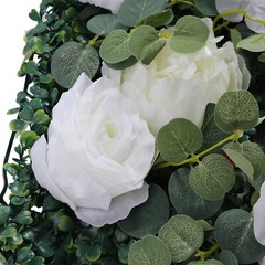 6 × Artificial Silk Flower Wall Panels 24 × 16 In White & Green Floral Backdrop