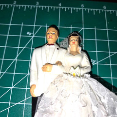 Vintage 1950s Wedding Cake Topper Bride & Groom. Elizabeth Taylor Style Dress