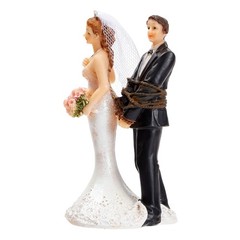 Juvale Funny Wedding Cake Topper, Bride Tied Up 2.6 x 4.6 x 2.3 inches, White