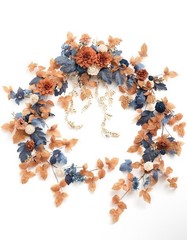 Ling’s moment 9FT Eucalyptus & Willow Leaf Garland Orange And Denim