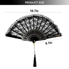 Zickupy 2Pcs Lace 9 inches (closed) x 16.5 (open), black, white