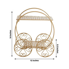 14 in Gold 2 Tier Cinderella Carriage Cupcake Dessert Display Stand | Metal
