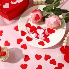 Red and White Heart Confetti, Valentine’s Day Paper Confetti Romantic Love