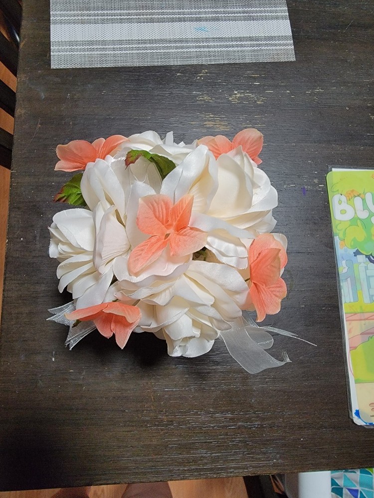 Coral & Ivory Rose Flower Ball Wedding decoratin Ball Kissing Ball