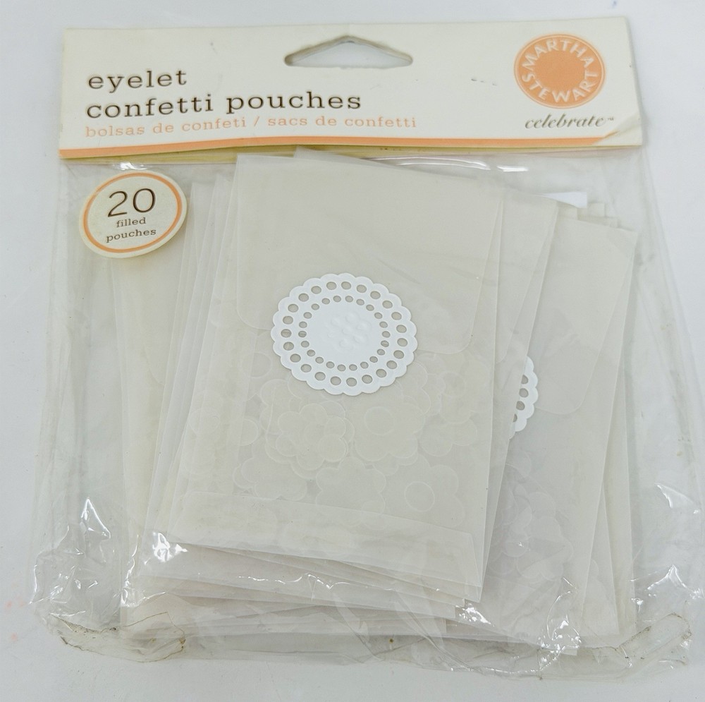 Martha Stewart Eyelet Confetti Favor Pouches Bags Wedding Party White 20 Ct
