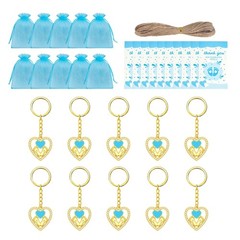 10Pcs Heart Shape Baby Feet Keyrings For Baby Showers Gender Announcement Gift