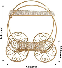 14 in Gold 2 Tier Cinderella Carriage Cupcake Dessert Display Stand | 14″ Cup Ca