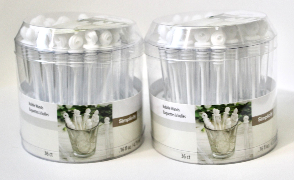 NIB 2X Simplicity White Wedding Bubble Wands Total 72 Count