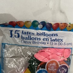 15 Pieces Happy Birthday Latex Balloons 12 inches / 15 cm NEW