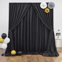 20 ft x 10 ft Thick Black Backdrop Curtain for Parties, 4 Panels Black Polyes…