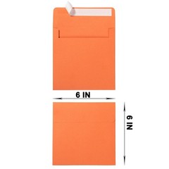 50 Pack Colorful 6 x 6 Envelopes Square Self One Size,