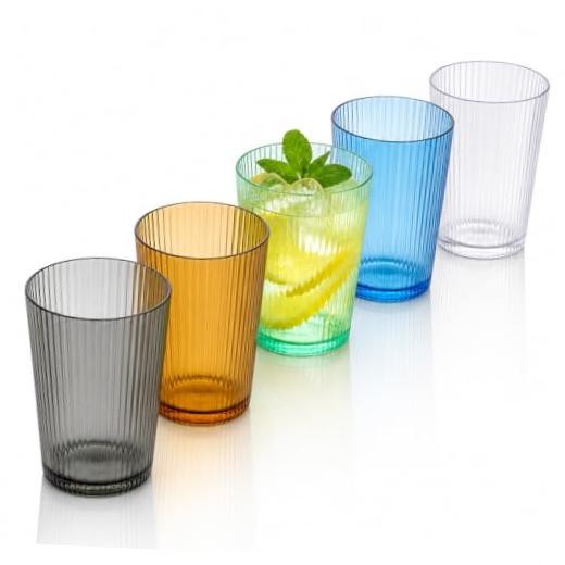 5 PCS Colored Plastic Drinking Glasses, Reusable Acrylic Drinking 5 Colors