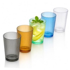 5 PCS Colored Plastic Drinking Glasses, Reusable Acrylic Drinking 5 Colors