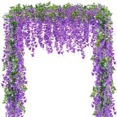 Sggvecsy 6Pcs Wisteria Garland Artificial Flowers Fake 6.2FT, Purple