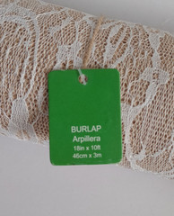 NWT 18 inch x 10 foot rolled burlap lace trim runner fabric Wedding party rustic
