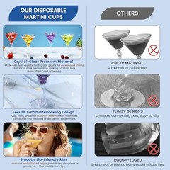 40 Pack Plastic Martini Glasses 5 Oz Disposable 40PCS TALL Martini Glasses