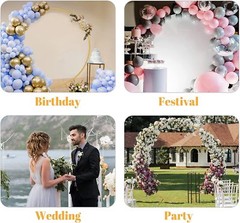6.6FT Round Backdrop Stand Golden Circle Balloon Arch Wedding Ring Arch Stand