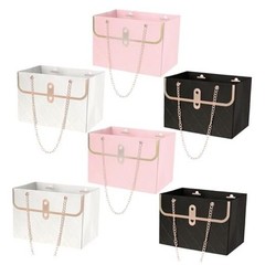 6pcs Flower Paper Gift Box Bouquet Storage Bucket Handbag white,pink,black