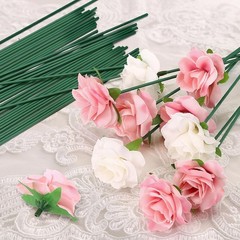 Green Floral Wire Stems 50 Pieces Thick Flower Rose Bud Sticks 8 Inches