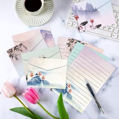 Geyee 200 Pieces Watercolor Stationary Paper and Envelopes Include 100 berry