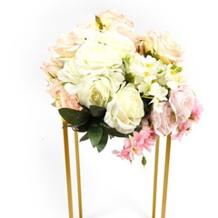 2Pcs Gold Flower Rack Metal Geometric Column Stand Wedding Backdrop Decor